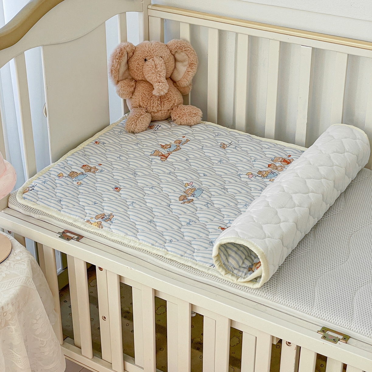 91家纺网 家纺一手货源 找家纺 小桃姐家纺 2026新款全棉纯棉天然棉花床褥防滑床护垫垫子幼儿园床垫儿童床垫 萌心小熊