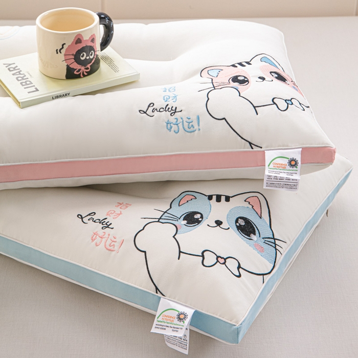 91家纺网 家纺一手货源 找家纺 （总）红柳枕芯 2026新款超柔磨毛分区护颈椎枕头情侣枕芯《招财猫》招财猫系列