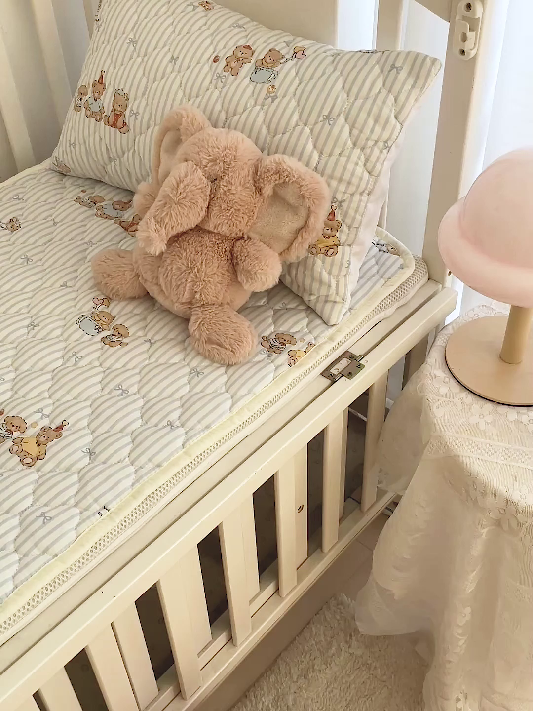 91家纺网 家纺一手货源 找家纺 小桃姐家纺 2026新款全棉纯棉天然棉花床褥防滑床护垫垫子幼儿园床垫儿童床垫 萌心小熊