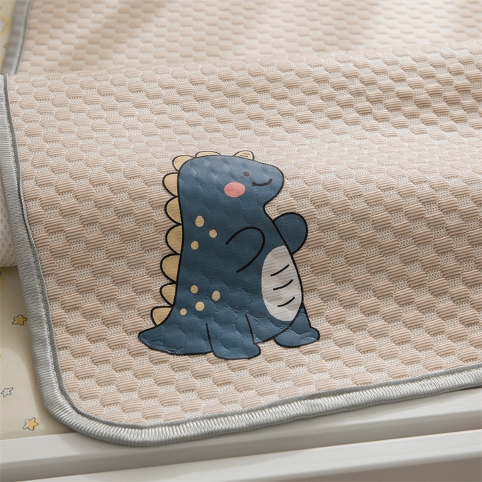 91家纺网 家纺一手货源 找家纺 宅部落 2026新款凉感豆豆儿童凉席席子 小恐龙-咖色