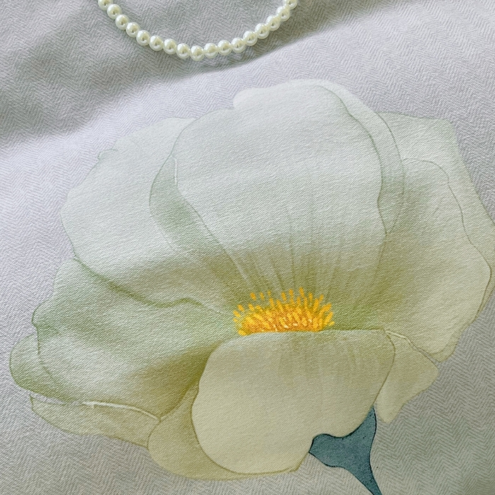 91家纺网 家纺一手货源 找家纺 梧桐树 2026新款高支密全棉纯棉印花四件套 A39江南烟雨灰