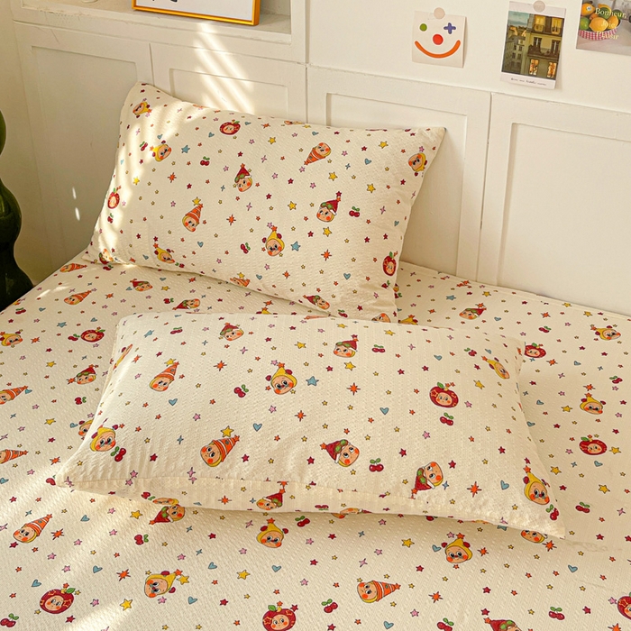 91家纺网 家纺一手货源 找家纺 （总）小桃姐家纺 2025新款超柔印花云感泡芙双层纱床笠单件床笠二三件套