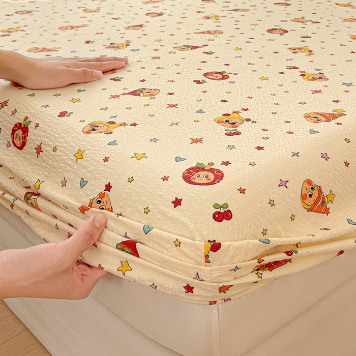 91家纺网 家纺一手货源 找家纺 （总）小桃姐家纺 2025新款超柔印花云感泡芙双层纱床笠单件床笠二三件套