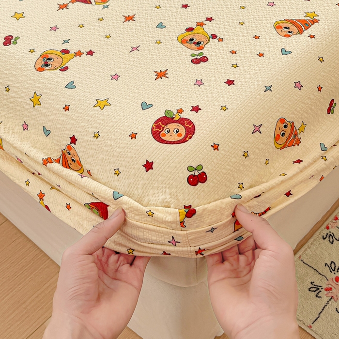 91家纺网 家纺一手货源 找家纺 （总）小桃姐家纺 2025新款超柔印花云感泡芙双层纱床笠单件床笠二三件套