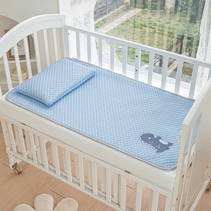 宅部落 2026新款凉感豆豆儿童凉席席子 小恐龙-深蓝