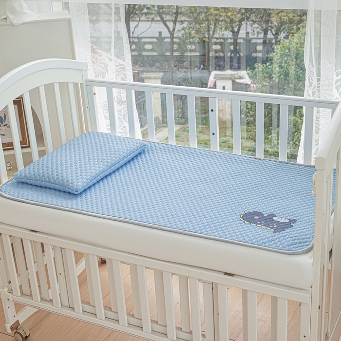 91家纺网 家纺一手货源 找家纺 宅部落 2026新款凉感豆豆儿童凉席席子 小恐龙-深蓝