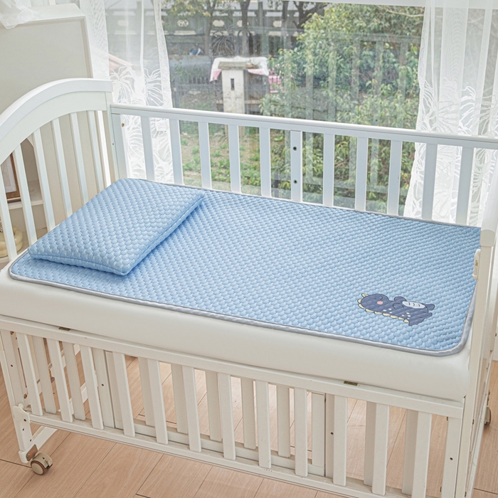 91家纺网 家纺一手货源 找家纺 宅部落 2026新款凉感豆豆儿童凉席席子 小恐龙-深蓝