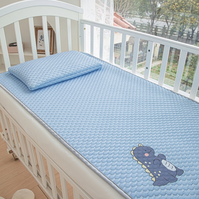 91家纺网 家纺一手货源 找家纺 宅部落 2026新款凉感豆豆儿童凉席席子 小恐龙-深蓝