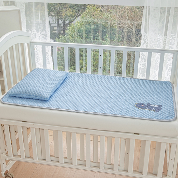 91家纺网 家纺一手货源 找家纺 宅部落 2026新款凉感豆豆儿童凉席席子 小恐龙-深蓝