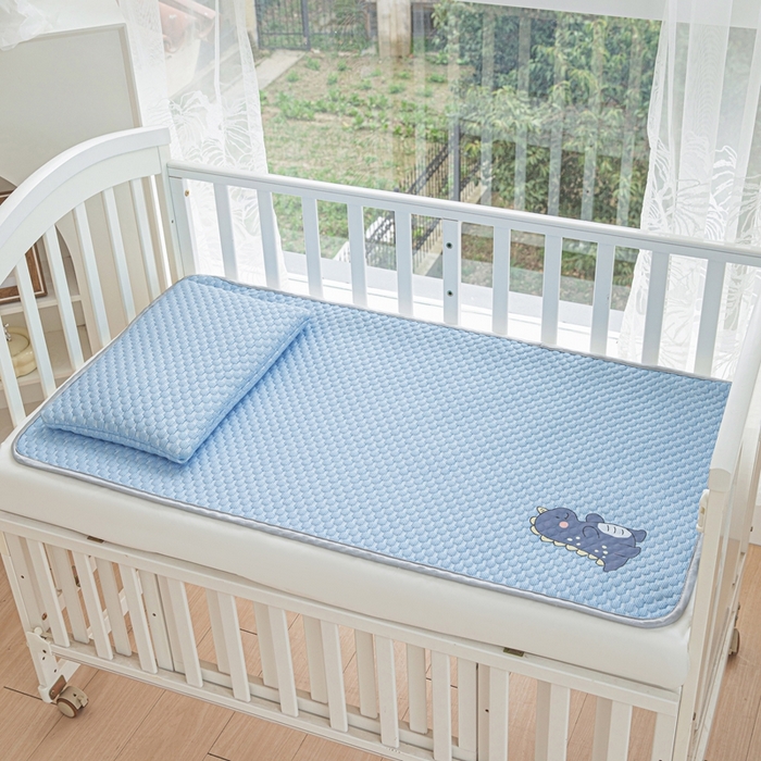 91家纺网 家纺一手货源 找家纺 宅部落 2026新款凉感豆豆儿童凉席席子 小恐龙-深蓝