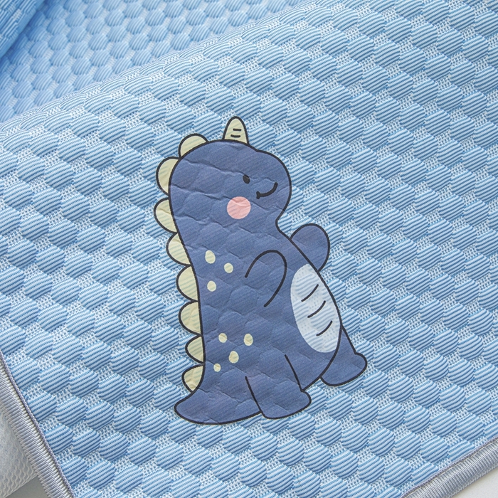 91家纺网 家纺一手货源 找家纺 宅部落 2026新款凉感豆豆儿童凉席席子 小恐龙-深蓝