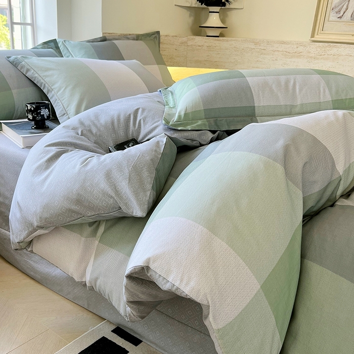 91家纺网 家纺一手货源 找家纺 梧桐树 2026新款高支密全棉纯棉印花四件套 A43时光印记