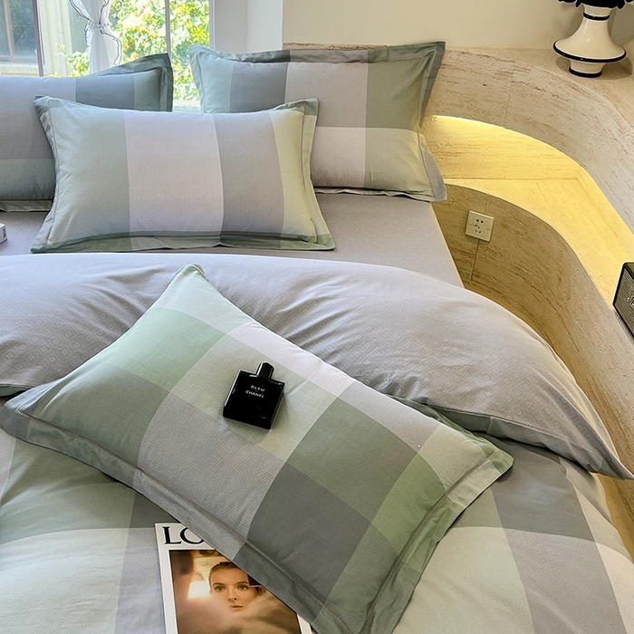 91家纺网 家纺一手货源 找家纺 梧桐树 2026新款高支密全棉纯棉印花四件套 A43时光印记