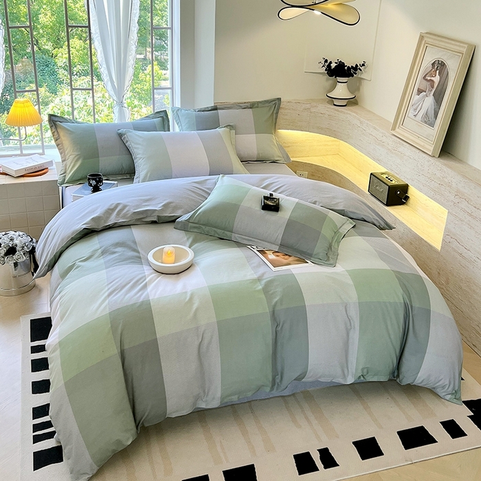 91家纺网 家纺一手货源 找家纺 梧桐树 2026新款高支密全棉纯棉印花四件套 A43时光印记