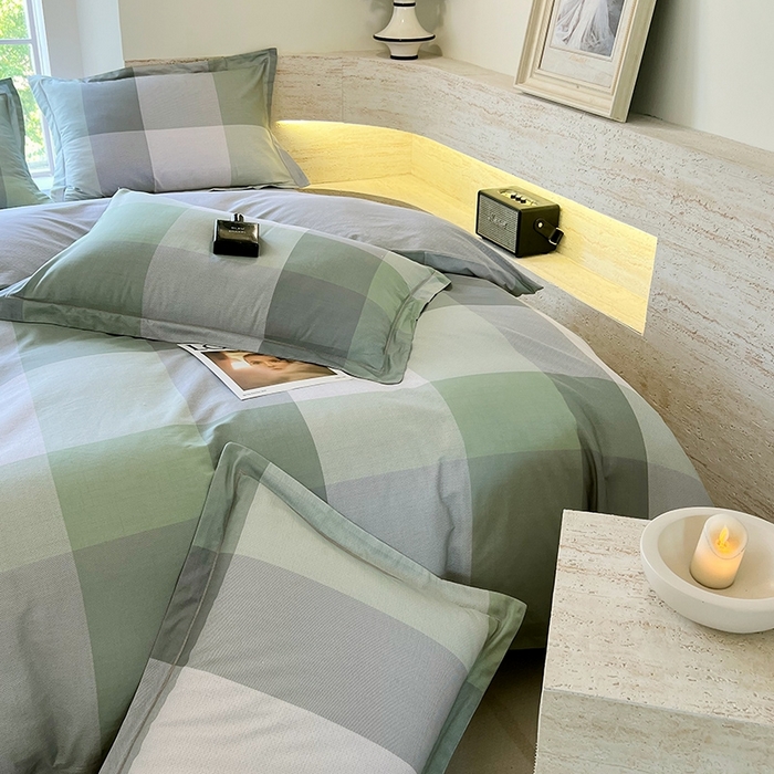 91家纺网 家纺一手货源 找家纺 梧桐树 2026新款高支密全棉纯棉印花四件套 A43时光印记