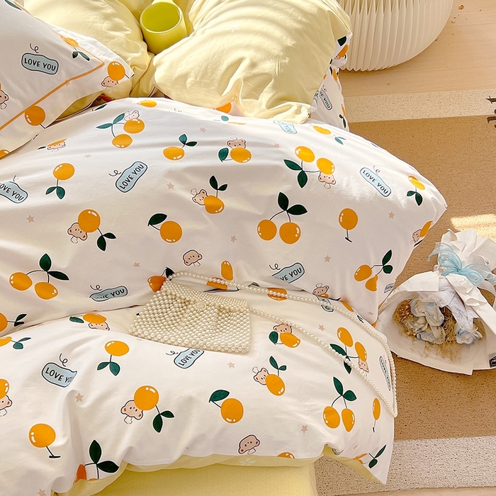 91家纺网 家纺一手货源 找家纺 梧桐树 2026新款高支密全棉纯棉印花四件套 A44甜美樱桃