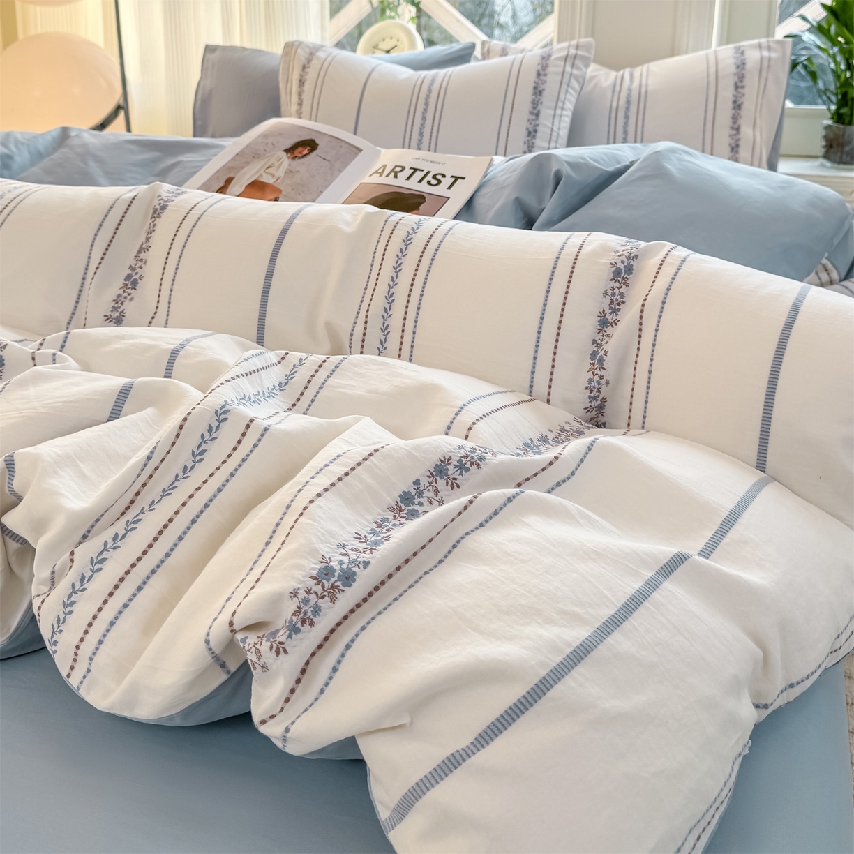 91家纺网 家纺一手货源 找家纺 （总）灰鲸 2026新款A类全棉纯棉色织提花四件套