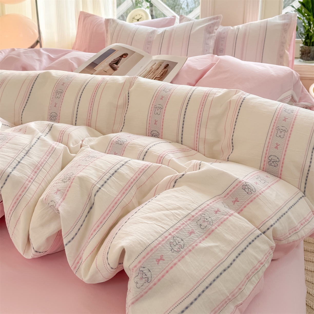 91家纺网 家纺一手货源 找家纺 （总）灰鲸 2026新款A类全棉纯棉色织提花四件套