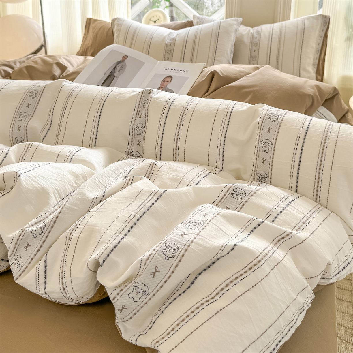 91家纺网 家纺一手货源 找家纺 （总）灰鲸 2026新款A类全棉纯棉色织提花四件套