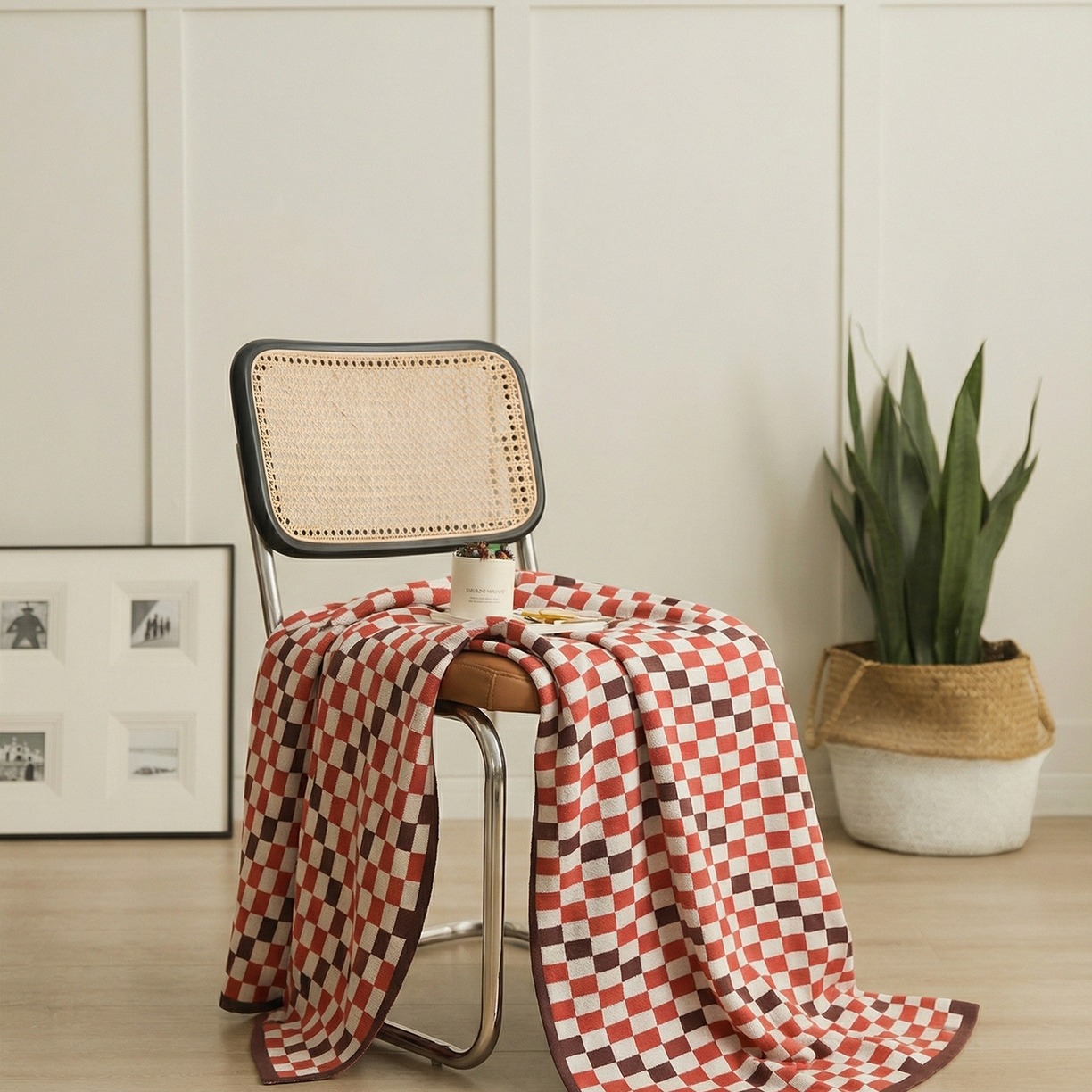 91家纺网 家纺一手货源 找家纺 （总）暖绵绵家纺 2026新款全棉赤暖棋盘多功能针织毯-苏逸