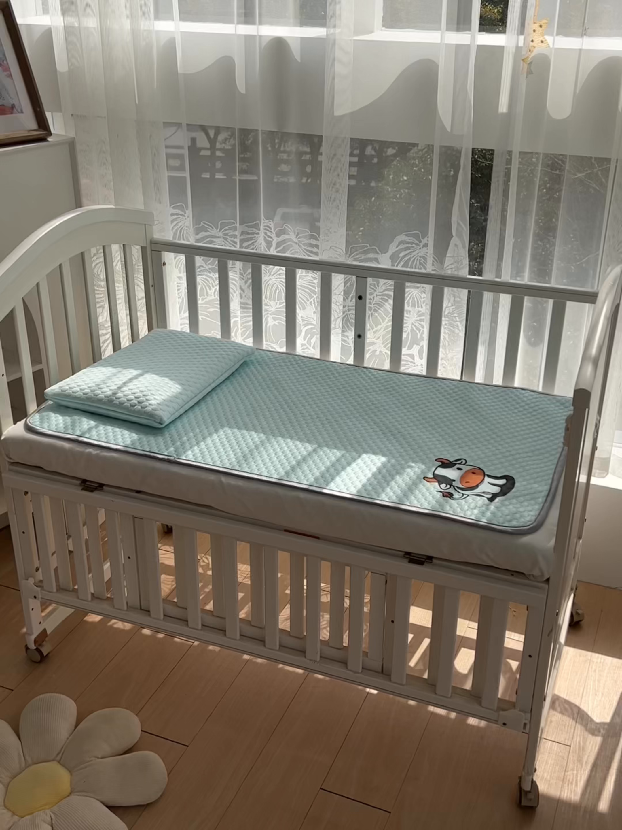 91家纺网 家纺一手货源 找家纺 宅部落 2026新款凉感豆豆儿童凉席席子 小牛牛-淡蓝