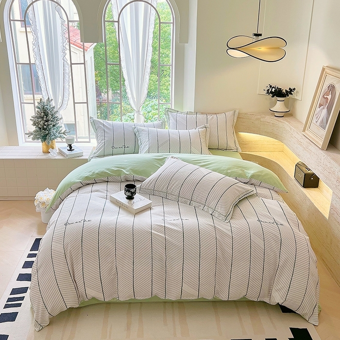 梧桐树 2026新款高支密全棉纯棉印花四件套 A47小资风格绿