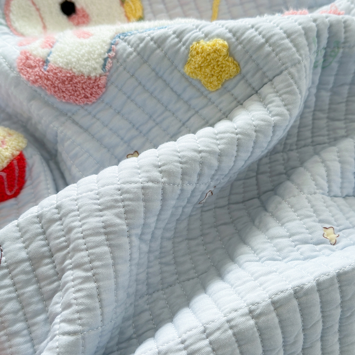 91家纺网 家纺一手货源 找家纺 女子家纺 2026新款双面纯棉水洗两用毛巾绣床盖四件套-第一波 床盖款-马上有钱蓝