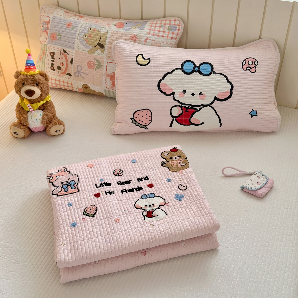 91家纺网 家纺一手货源 找家纺 女子家纺 2026新款双面纯棉水洗两用毛巾绣床盖四件套-第一波 床盖款-拼图乐园