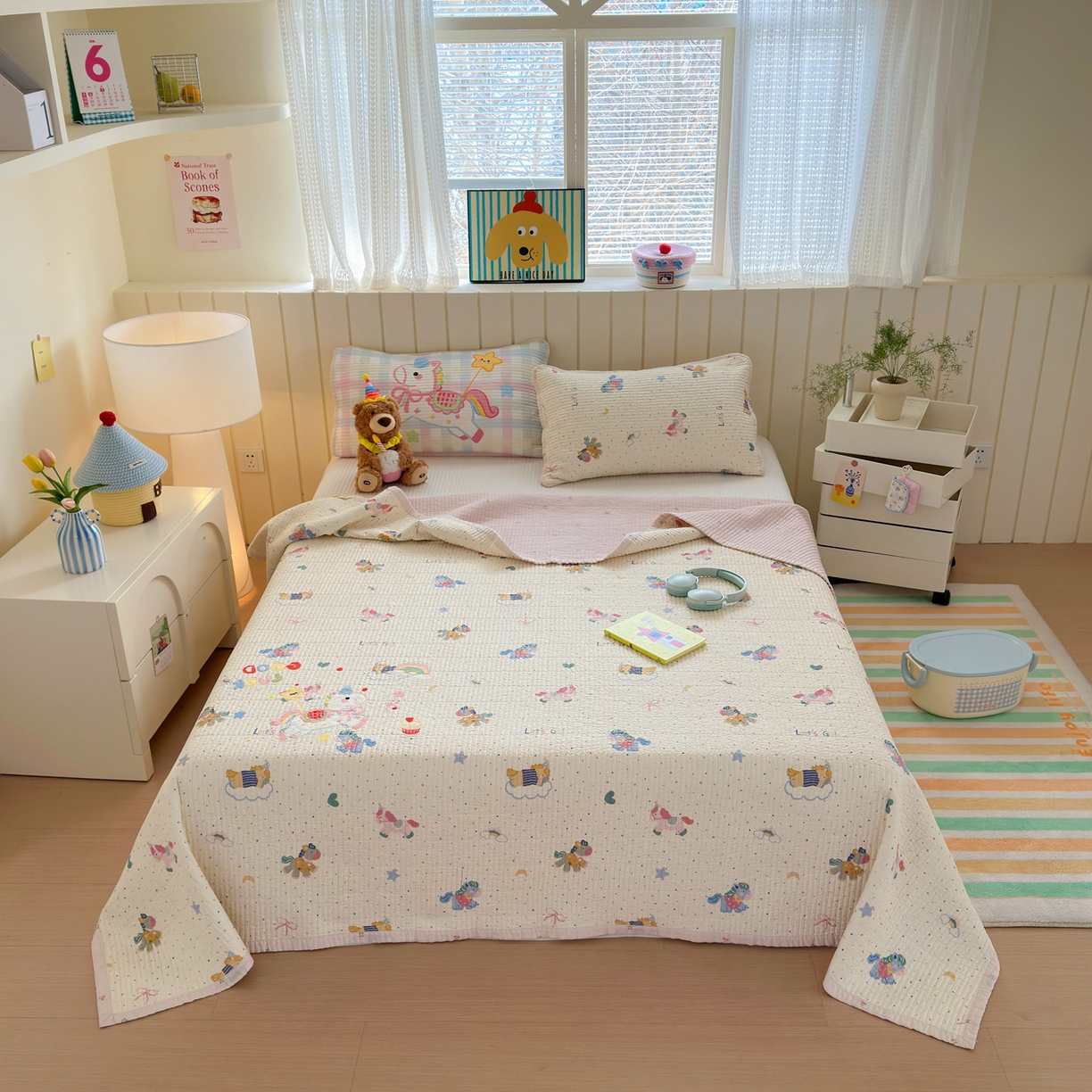 91家纺网 家纺一手货源 找家纺 女子家纺 2026新款双面纯棉水洗两用毛巾绣床盖四件套-第一波 床盖款-马上有钱粉