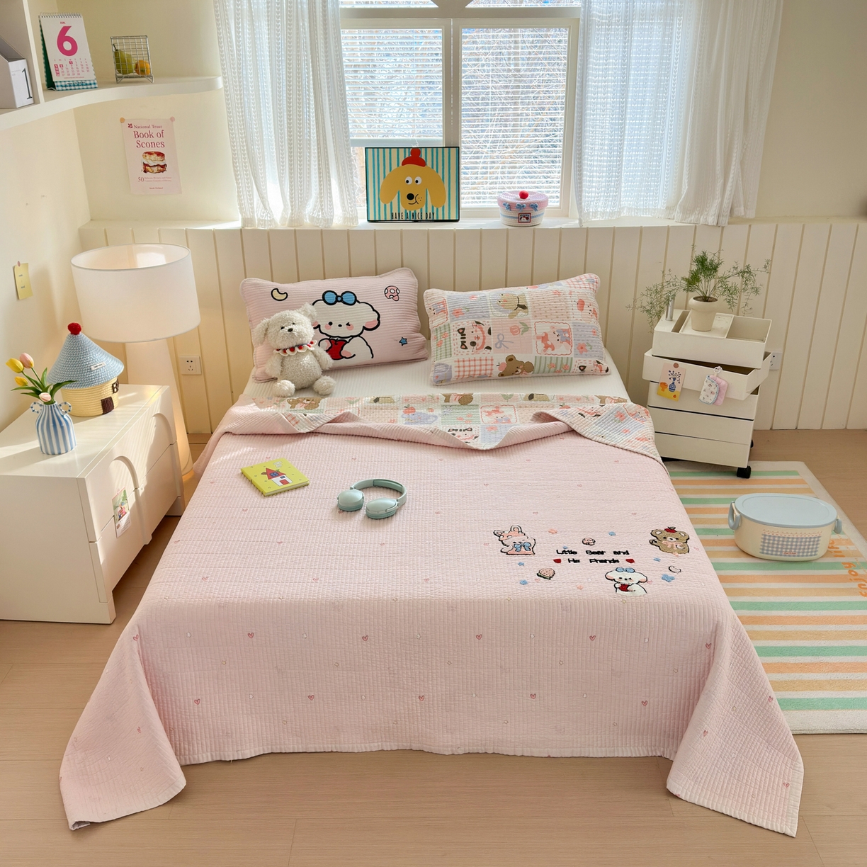 女子家纺 2026新款双面纯棉水洗两用毛巾绣床盖四件套-第一波 床盖款-拼图乐园