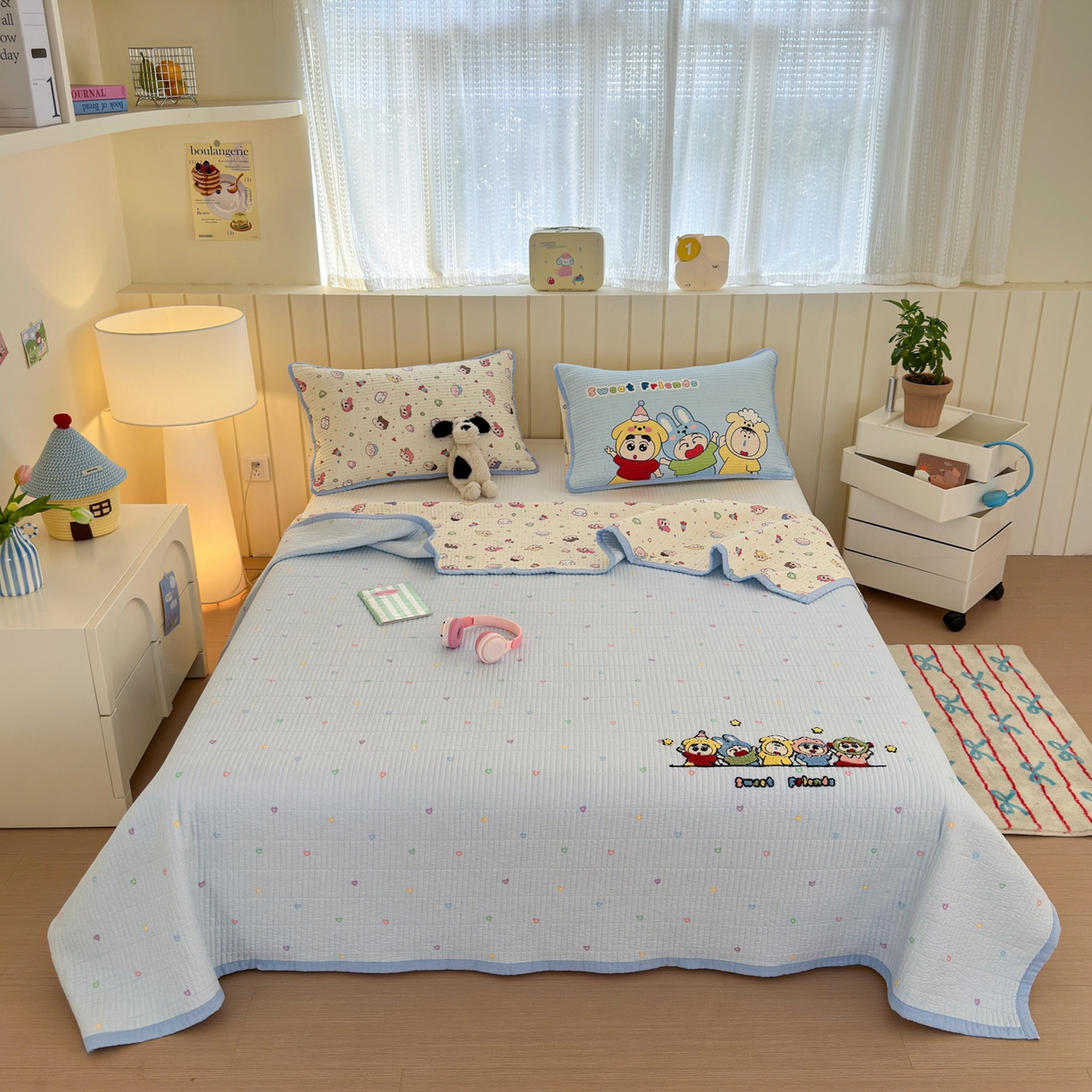 女子家纺 2026新款双面纯棉水洗两用毛巾绣床盖四件套-第一波 床盖款-糖果乐园