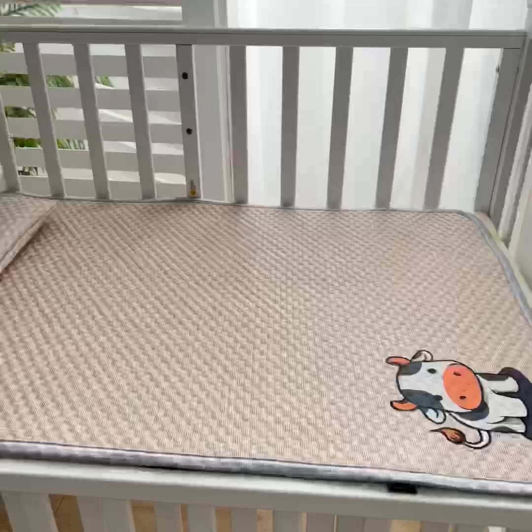 91家纺网 家纺一手货源 找家纺 宅部落 2026新款凉感豆豆儿童凉席席子 小牛牛-咖色