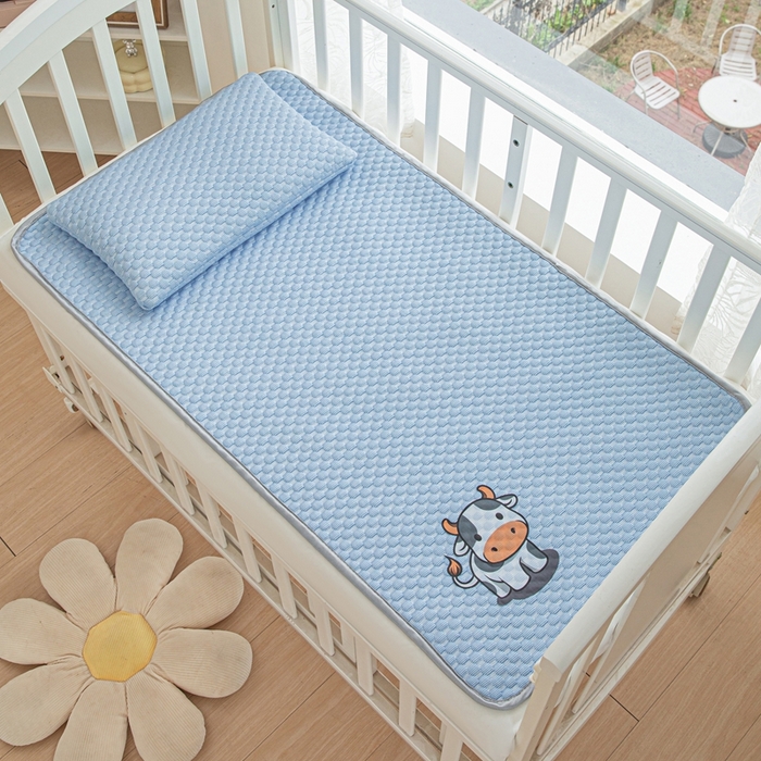 91家纺网 家纺一手货源 找家纺 宅部落 2026新款凉感豆豆儿童凉席席子 小牛牛-深蓝