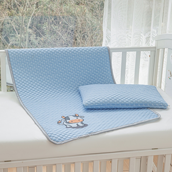 91家纺网 家纺一手货源 找家纺 宅部落 2026新款凉感豆豆儿童凉席席子 小牛牛-深蓝