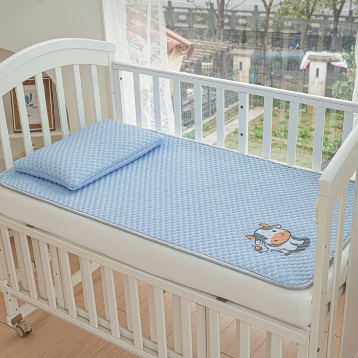 91家纺网 家纺一手货源 找家纺 宅部落 2026新款凉感豆豆儿童凉席席子 小牛牛-深蓝