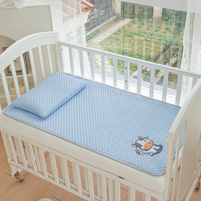 91家纺网 家纺一手货源 找家纺 宅部落 2026新款凉感豆豆儿童凉席席子 小牛牛-深蓝