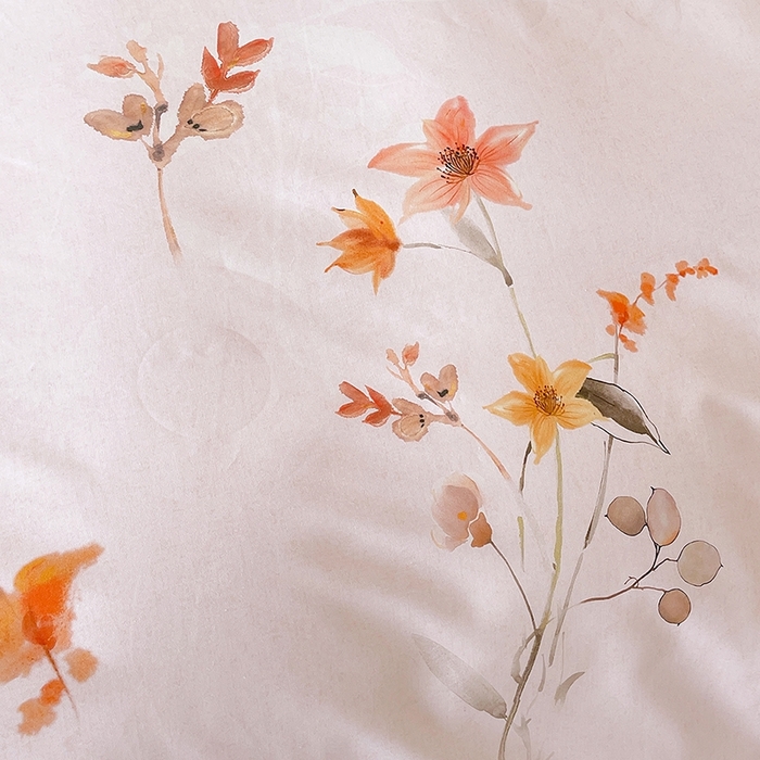 91家纺网 家纺一手货源 找家纺 梧桐树 2026新款高支密全棉纯棉印花四件套 A604春序粉