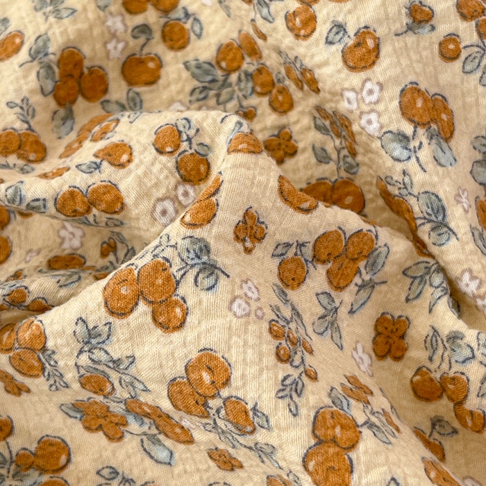 91家纺网 家纺一手货源 找家纺 小桃姐家纺 2025新款超柔印花云感泡芙双层纱床笠单件床笠二三件套 暖橘