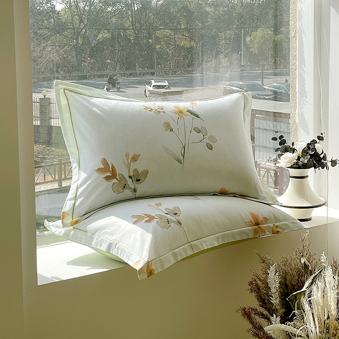 91家纺网 家纺一手货源 找家纺 梧桐树 2026新款高支密全棉纯棉印花四件套 A605春序绿