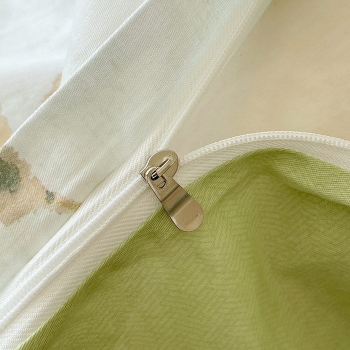 91家纺网 家纺一手货源 找家纺 梧桐树 2026新款高支密全棉纯棉印花四件套 A605春序绿