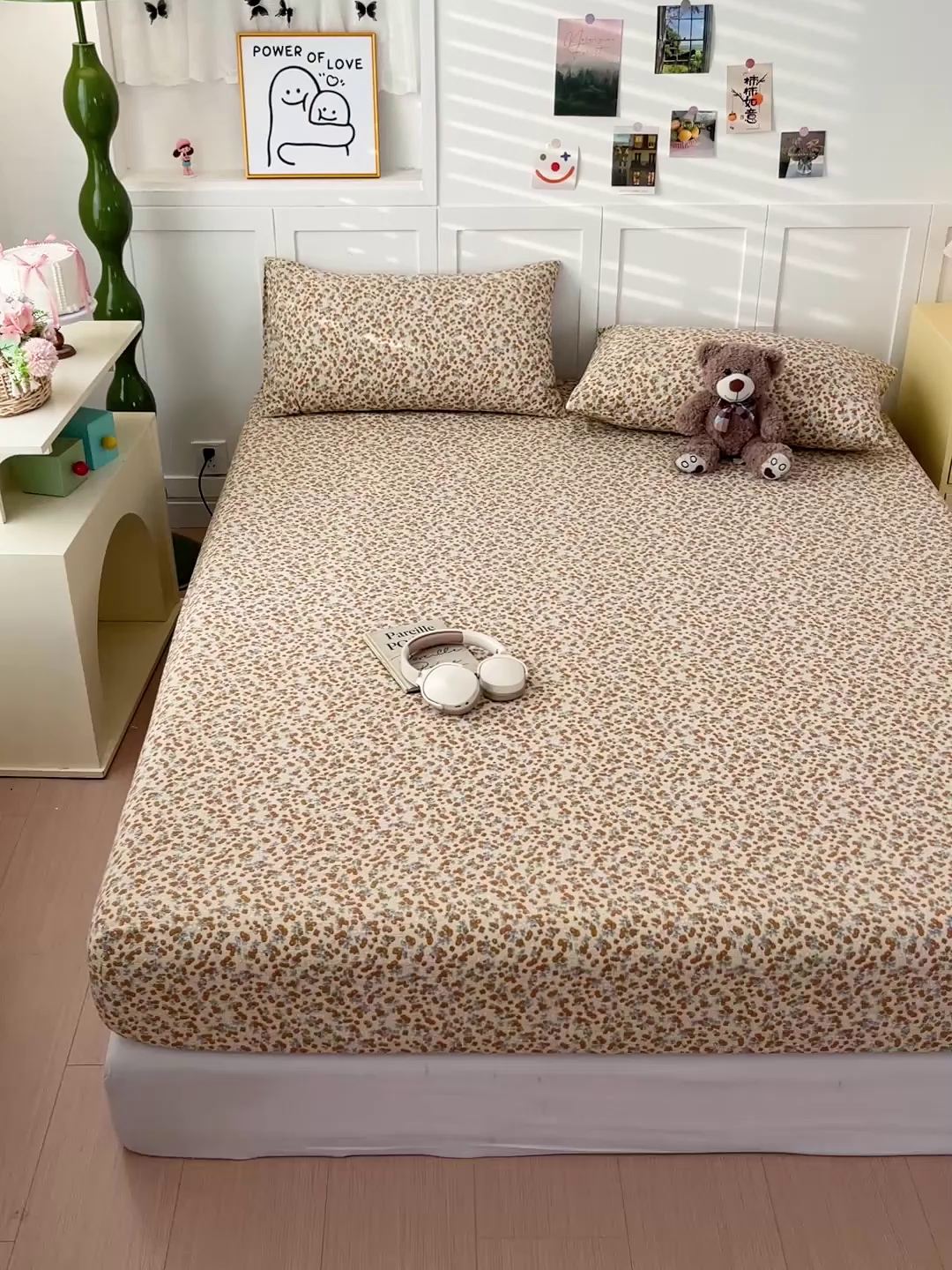 91家纺网 家纺一手货源 找家纺 小桃姐家纺 2025新款超柔印花云感泡芙双层纱床笠单件床笠二三件套 暖橘