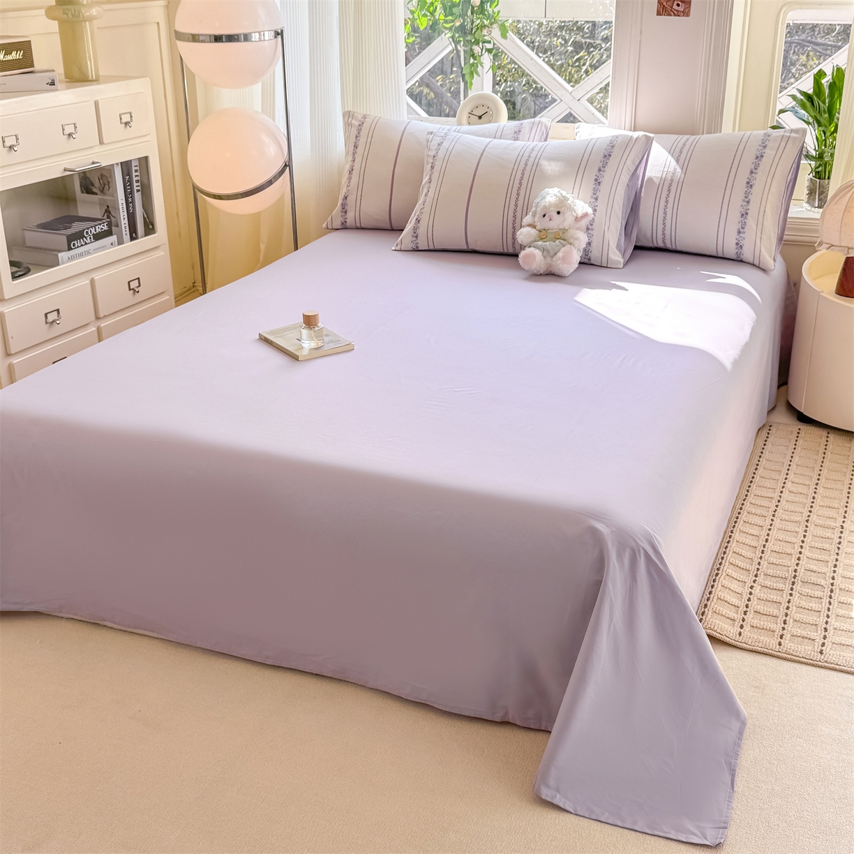 91家纺网 家纺一手货源 找家纺 灰鲸 2026新款A类全棉纯棉色织提花四件套 罗兰-紫