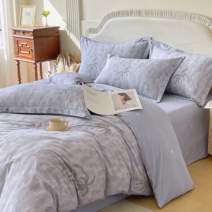 91家纺网 家纺一手货源 找家纺 梧桐树 2026新款高支密全棉纯棉印花四件套 A606热带雨林