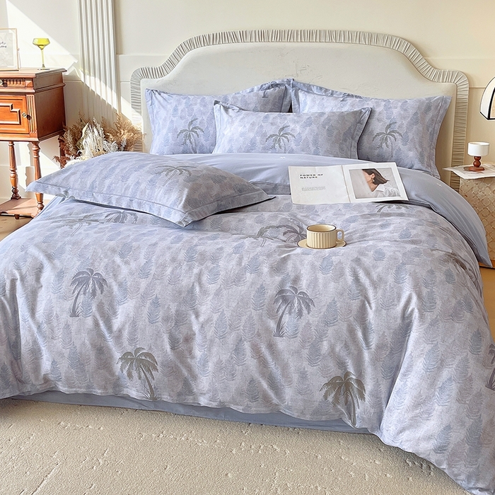 91家纺网 家纺一手货源 找家纺 梧桐树 2026新款高支密全棉纯棉印花四件套 A606热带雨林