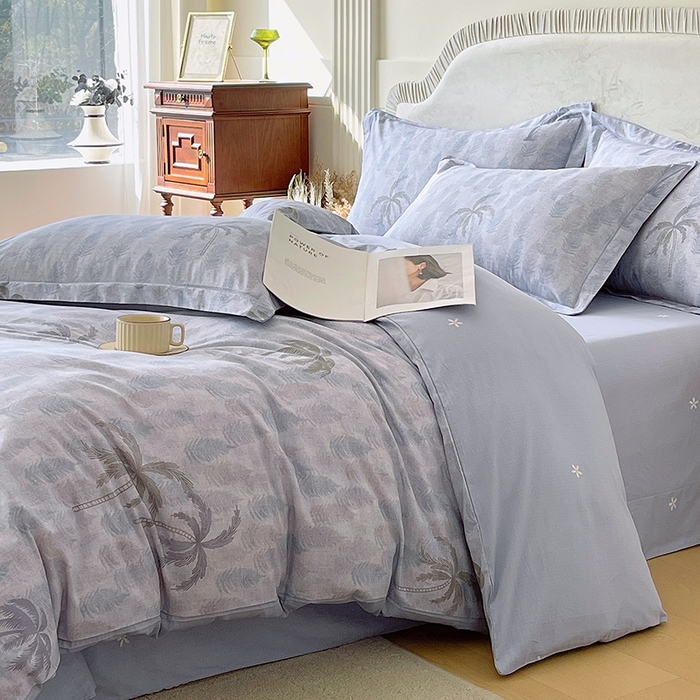 91家纺网 家纺一手货源 找家纺 梧桐树 2026新款高支密全棉纯棉印花四件套 A606热带雨林