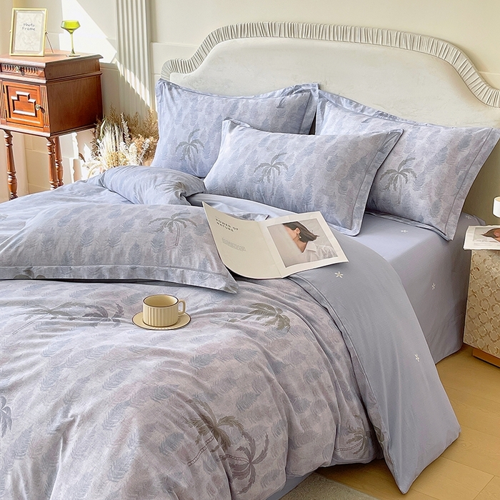 91家纺网 家纺一手货源 找家纺 梧桐树 2026新款高支密全棉纯棉印花四件套 A606热带雨林