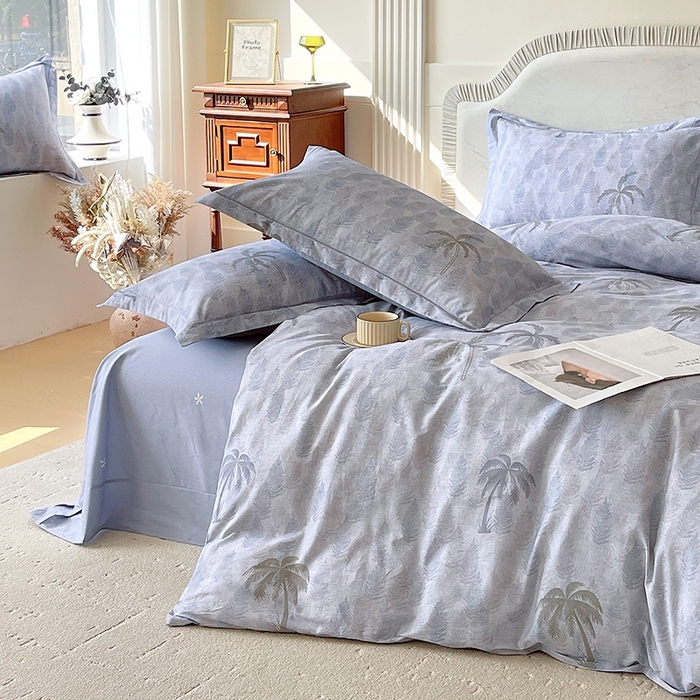 91家纺网 家纺一手货源 找家纺 梧桐树 2026新款高支密全棉纯棉印花四件套 A606热带雨林