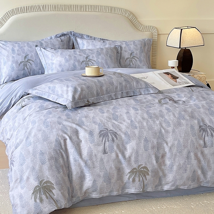 91家纺网 家纺一手货源 找家纺 梧桐树 2026新款高支密全棉纯棉印花四件套 A606热带雨林