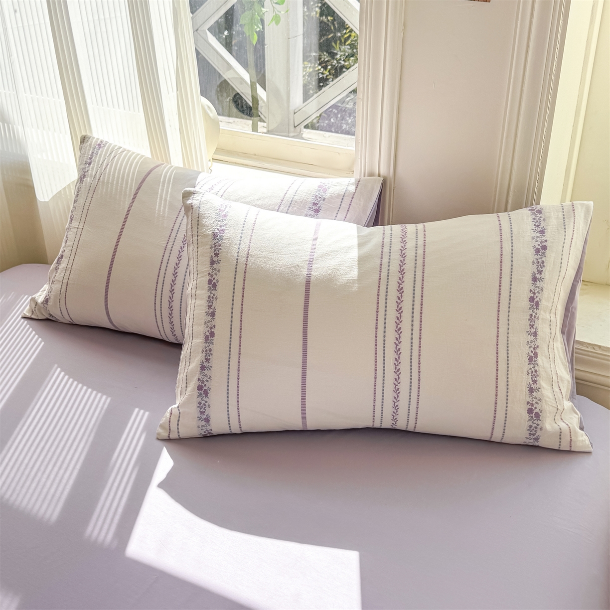 91家纺网 家纺一手货源 找家纺 灰鲸 2026新款A类全棉纯棉色织提花四件套 罗兰-紫