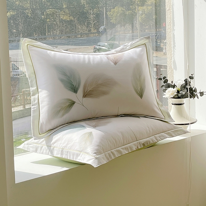 91家纺网 家纺一手货源 找家纺 梧桐树 2026新款高支密全棉纯棉印花四件套 A607风之羽绿